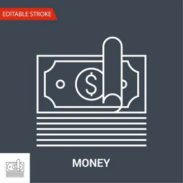 Money Icon. Thin Line Vector Illustration Stock Illustration