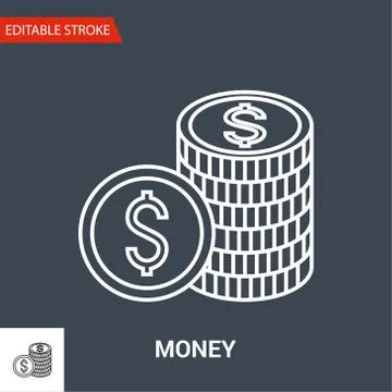 Money Icon. Thin Line Vector Illustration Stock Illustration