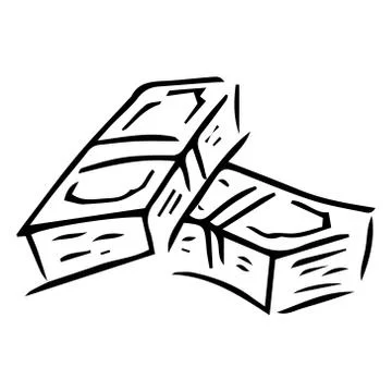Money icon. Vector illustration of a pack of dollar bills. Hand drawn money i Stock Illustration