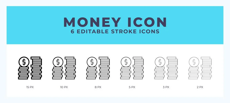 Money icon vector for web. And mobile app. Editable stroke outline icon. Stock Illustration