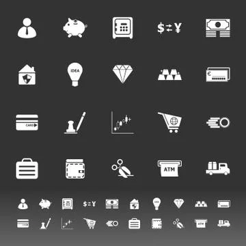 Money icons on gray background Stock Illustration