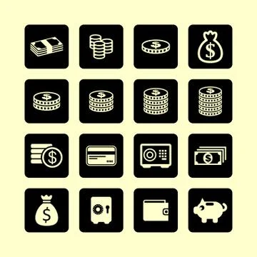 Money icons Stock Illustration