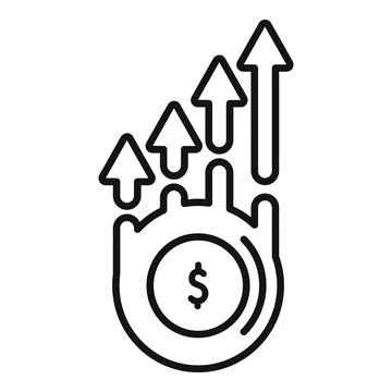 Money increase icon outline vector. Mobile business Stock Illustration