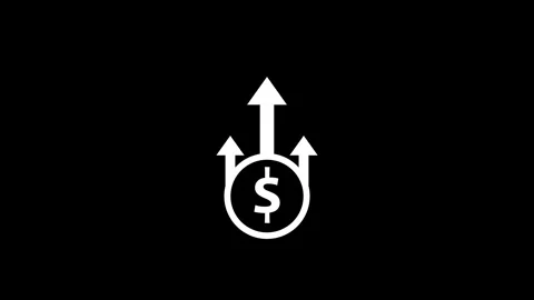 Money increases icon, dollar rate increase stretching arrow up icon. glowin.. Stock Footage 327717181