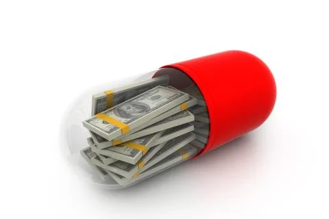 Money inside a capsule. Stock Illustration
