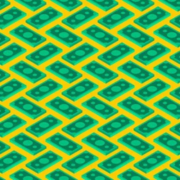Money isometric style pattern seamless. dollars background. Rich texture Stock Illustration