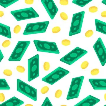 Money isometric style pattern seamless. dollars background. Rich texture Illustrazione stock