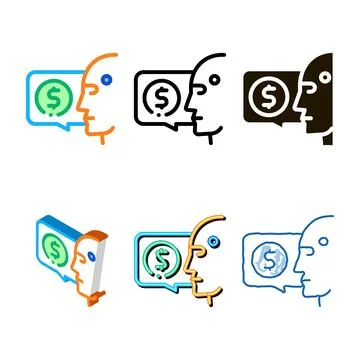 Money issue of robot icon vector outline styleset Stock Illustration