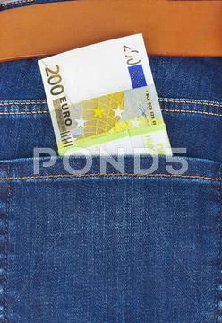 Money in jeans pocket Stock Photos