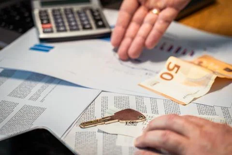 Money, key, banknote Stock Photos