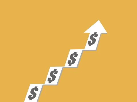 Money ladder arrow grows step by step Stock Illustration