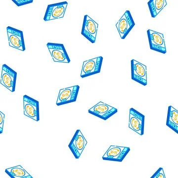 Money laundering in laundry machine isometric icon seamless pattern Stock Illustration