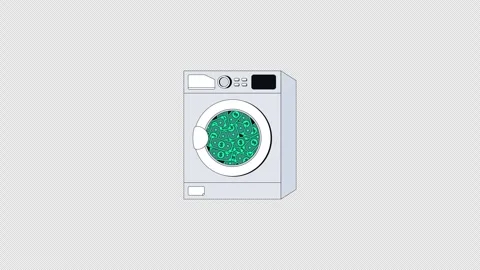 Money laundering washing machine 2D cartoon object animation Stock Footage 340880076