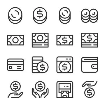 Money line icon set Stock Illustration