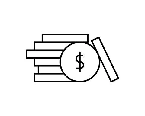 Money. Line Icon Vector. Payment system. Coins and Dollar cent Sign isolated  Stock Illustration