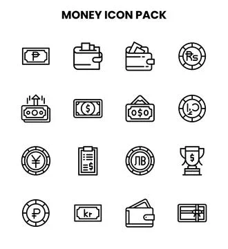 Money Line Icons Pack Stock Illustration