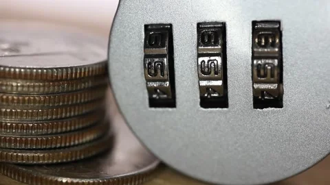 Money, the lock with code numbers, a close up Stock Footage 165933112