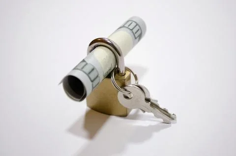 Money with locker 写真素材