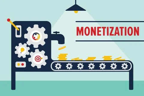 Money machine monetization concept Stock Illustration