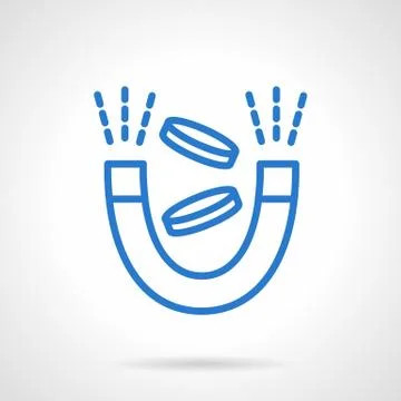 Money magnet vector icon simple blue line style Stock Illustration