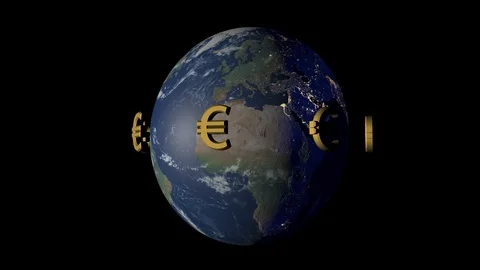 Money makes the wold go around concept with euro symbol Stock Footage 104635503