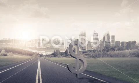 Money making and wealth concept presented by stone dollar symbol Stock Photos