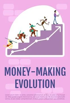 Money making evolution poster flat vector template Stock Illustration
