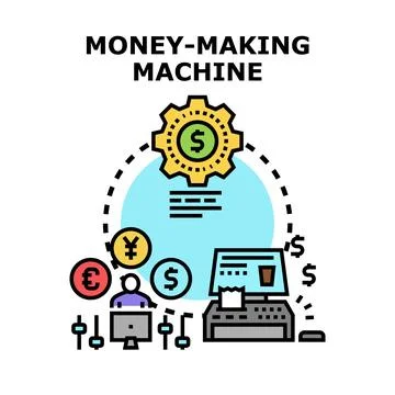Money making machine creating business profit success Ilustración de archivo
