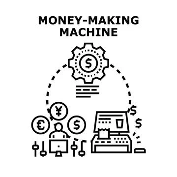 Money making machine creating business profit success Ilustración de archivo