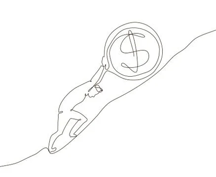 Money making - one line design style illustration Illustrazione stock