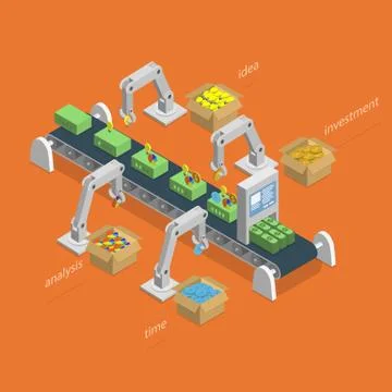 Money Making Process Isometric Concept. Stock Illustration