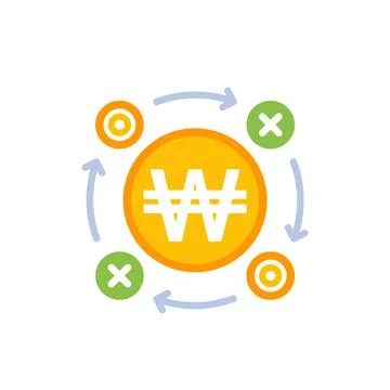Money management icon with won Stock Illustration