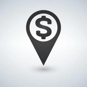 Money map location vector icon Illustrazione stock