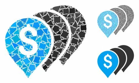 Money map pointers Composition Icon of Rough Items Stock Illustration