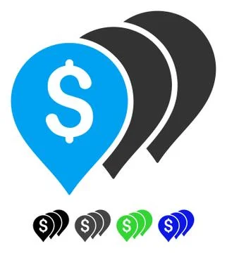 Money Map Pointers Flat Icon Stock Illustration