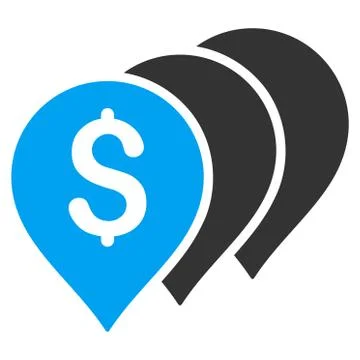 Money Map Pointers Flat Vector Icon Stock Illustration