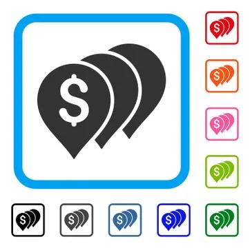 Money Map Pointers Framed Icon Stock Illustration