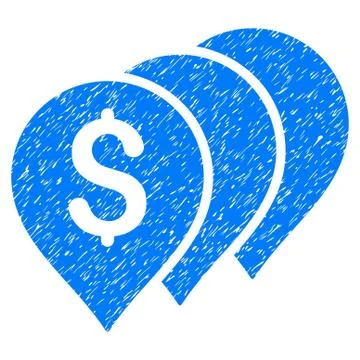 Money Map Pointers Grunge Icon Illustrazione stock