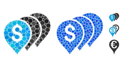Money Map Pointers Mosaic Icon of Circle Dots Illustrazione stock