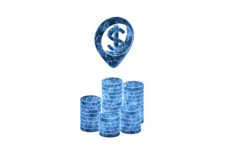 Money mark with digital lines structure, 3d rendering. Stock Illustration