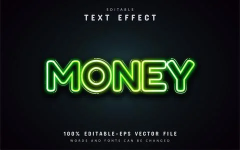 Money neon text effect Stock Illustration
