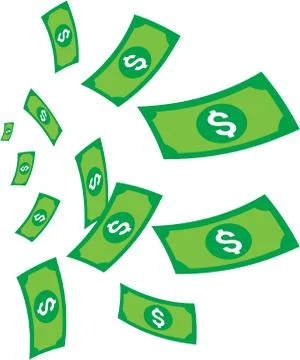 Money notes flying bills win rich illustration Stock Illustration