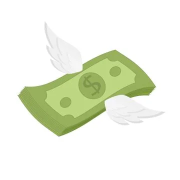 Money notes flying on the wings of change Stock Illustration
