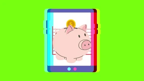 Money online business, computer tablet chart animated green screen Stock Footage 296723555