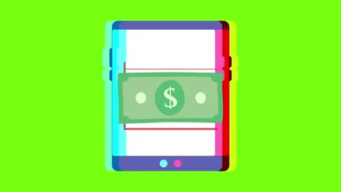 Money online business, computer tablet chart animated green screen Stock Footage 296723556