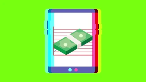 Money online business, computer tablet chart animated green screen Stock Footage 296723589