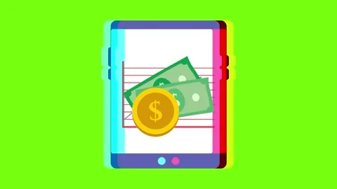 Money online business, computer tablet chart animated green screen Stock Footage 296723658