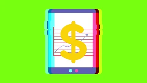 Money online business, computer tablet chart animated green screen Stock Footage 296723917