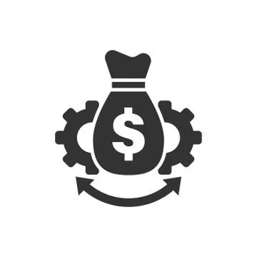 Money optimization icon in flat style. Gear effective vector illustration on  イラスト素材