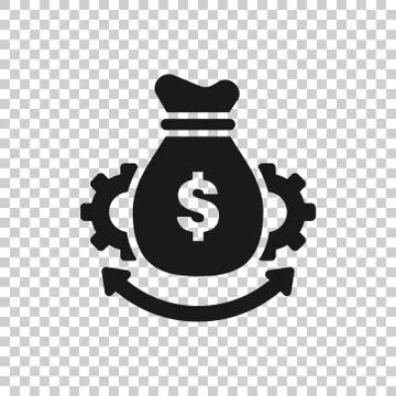 Money optimization icon in flat style. Gear effective vector illustration on  库存插图